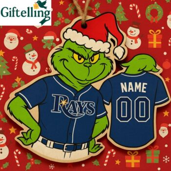 Grinch Tampa Bay Rays Christmas Ornament Wooden MLB Fan Decor