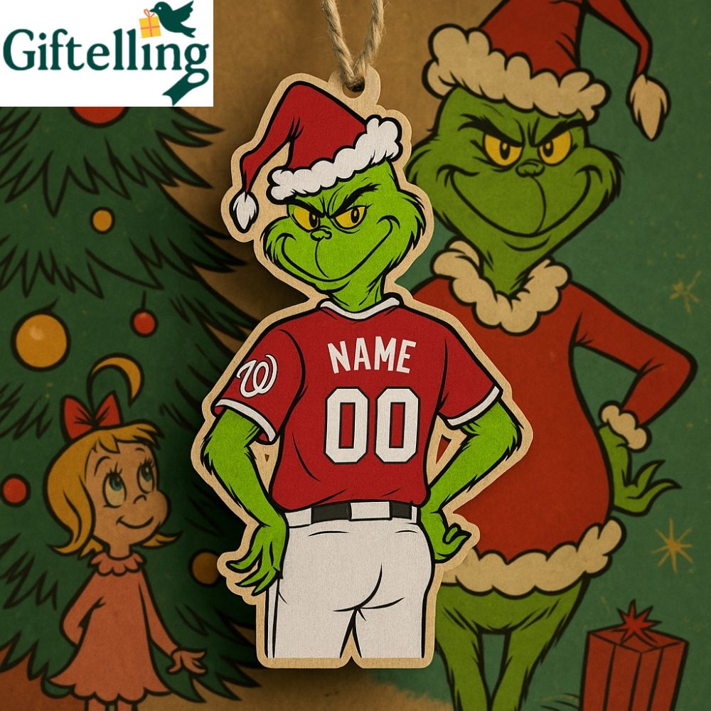 Grinch Washington Nationals Ornament 2025 Custom Jersey Christmas Decoration