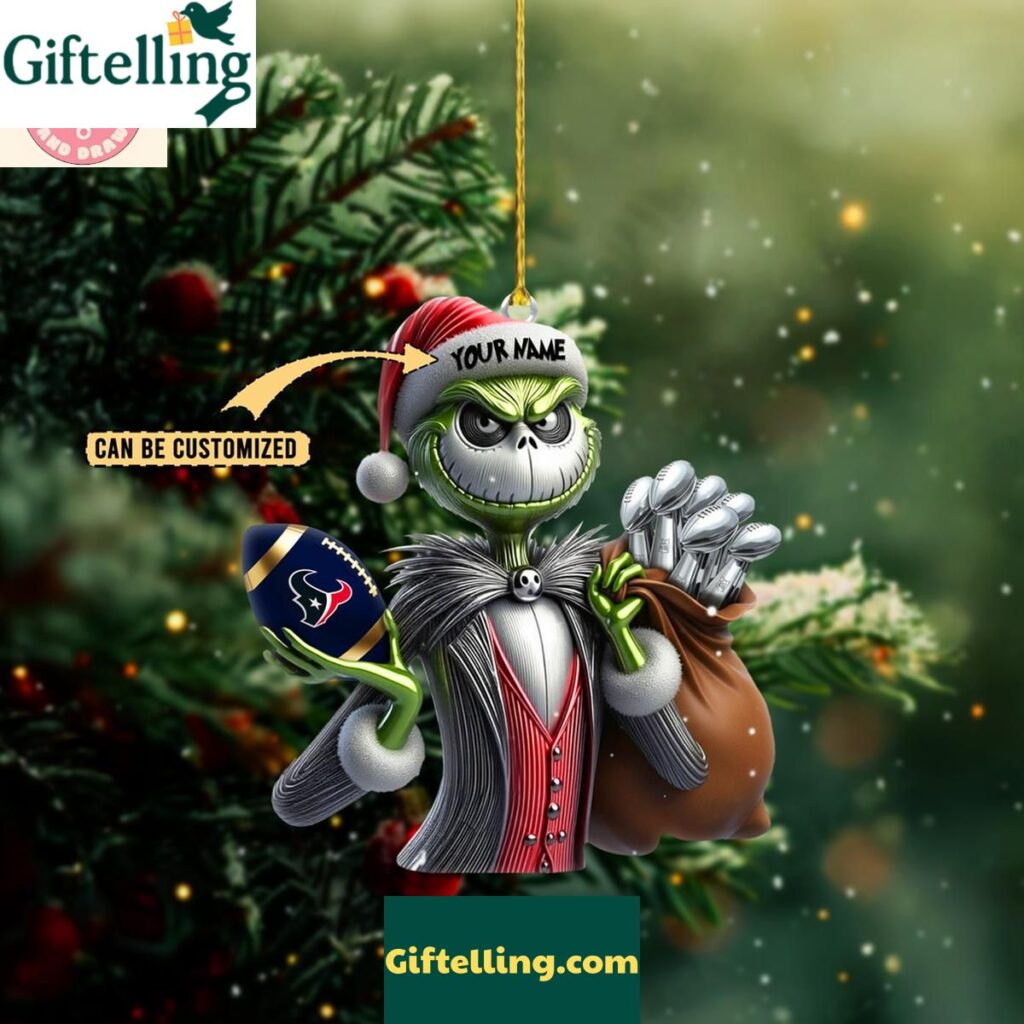 Houston Texans x Jack Skellington The Grinch Christmas Acrylic Ornament