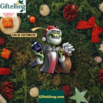 Houston Texans x Jack Skellington The Grinch Christmas Acrylic Ornament