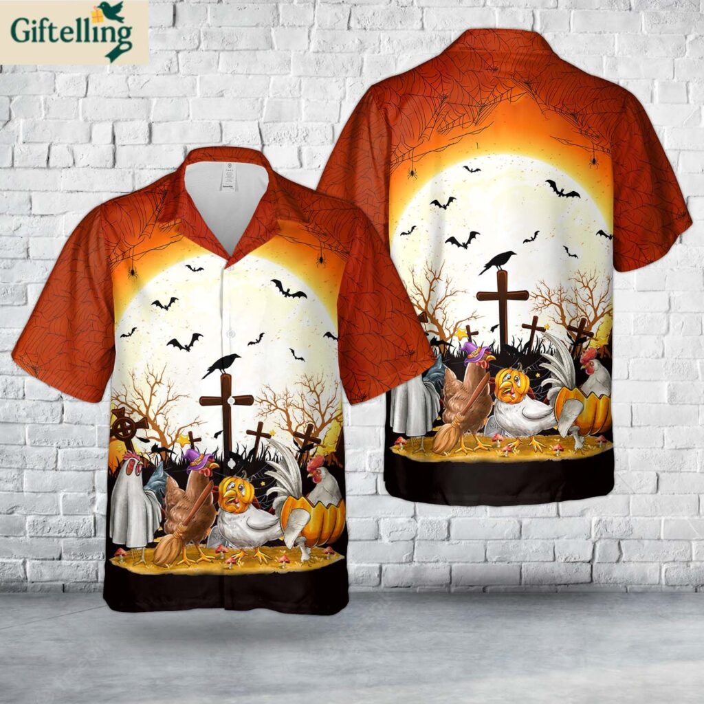 Halloween Chicken Hawaiian Shirt 1