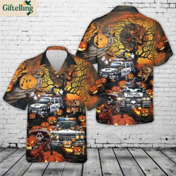 Halloween Police Car Hawaiian Shirt 1