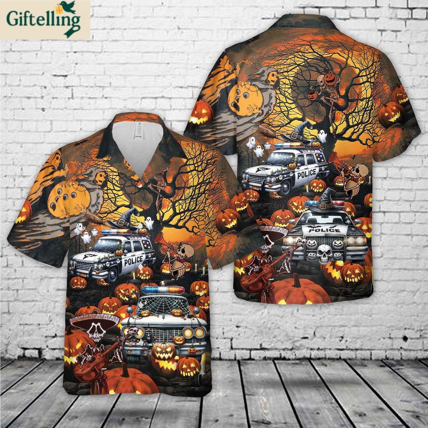 Halloween Police Car Hawaiian Shirt 1 Halloween Police Car Hawaiian Shirt 1