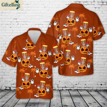 Halloween Pumpkin Basket Disc Golf Hawaiian Shirt 1