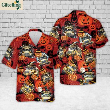 Halloween School Bus Hawaiian Shirt 1