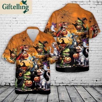 Halloween T Rex Hawaiian Shirt 1