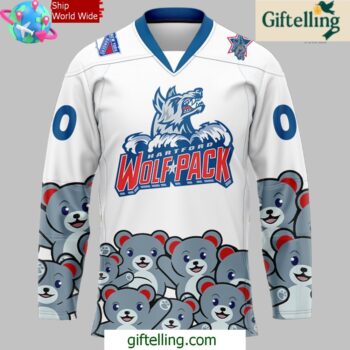 Hartford Wolf Pack Teddy Bear Edition White Hockey Jersey