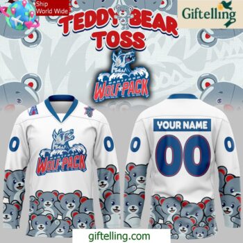 Hartford Wolf Pack Teddy Bear Edition White Hockey Jersey