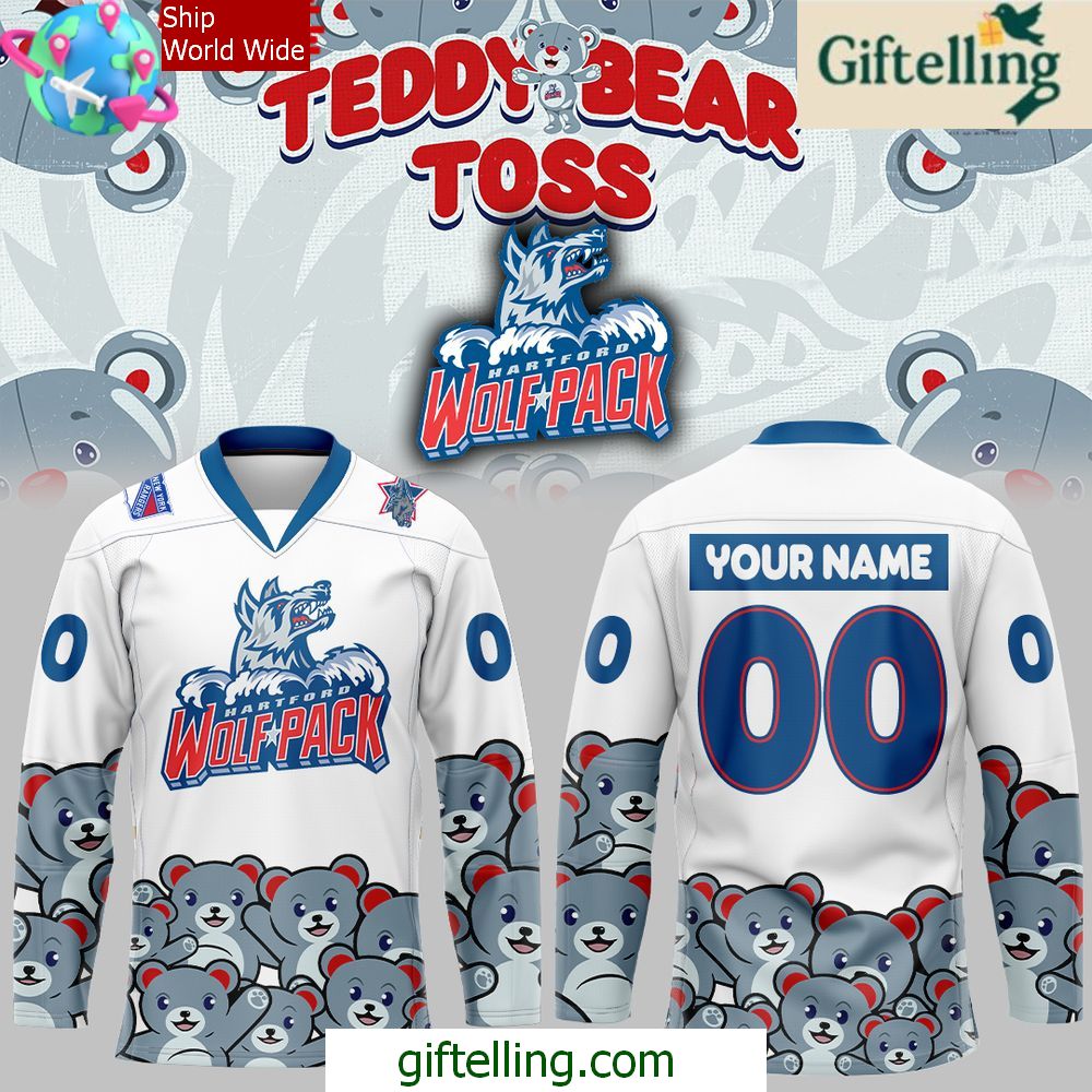 Hartford Wolf Pack Teddy Bear Edition White Hockey Jersey