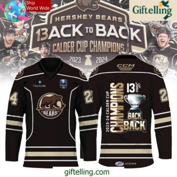 Hershey Bears 2024 Calder Cup Champions Back to Back Hockey Jersey