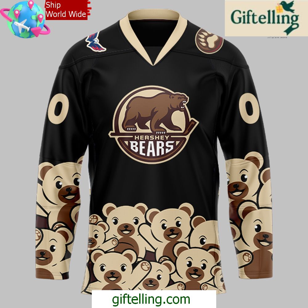 Hershey Bears Christmas Holiday Special Black Hockey Jersey Hershey Bears Christmas Holiday Special Black Hockey Jersey