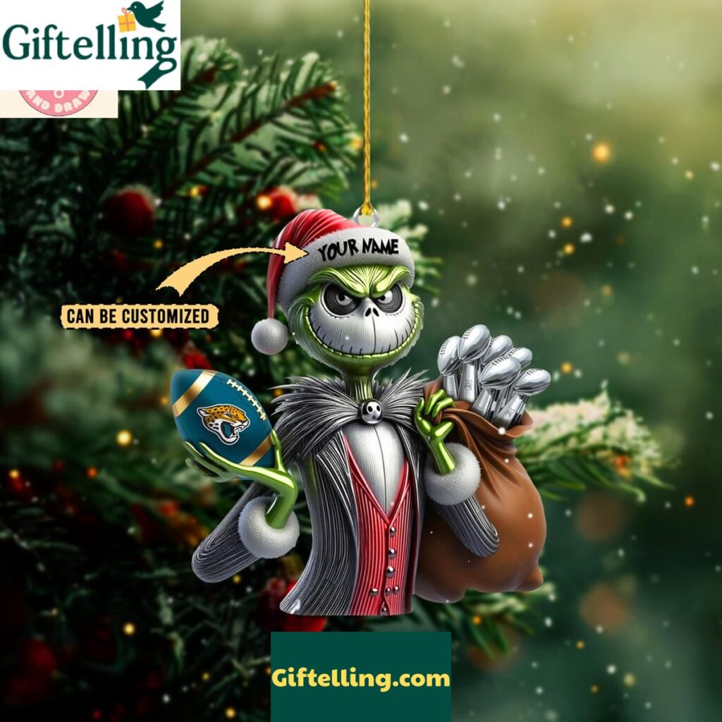 Jacksonville Jaguars x Jack Skellington The Grinch Christmas Acrylic Ornament