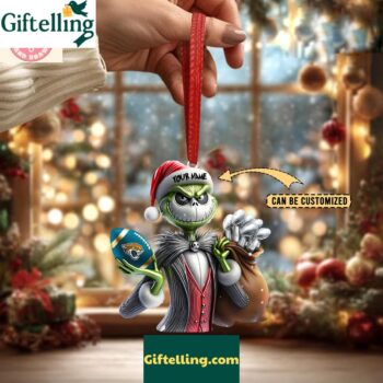 Jacksonville Jaguars x Jack Skellington The Grinch Christmas Acrylic Ornament