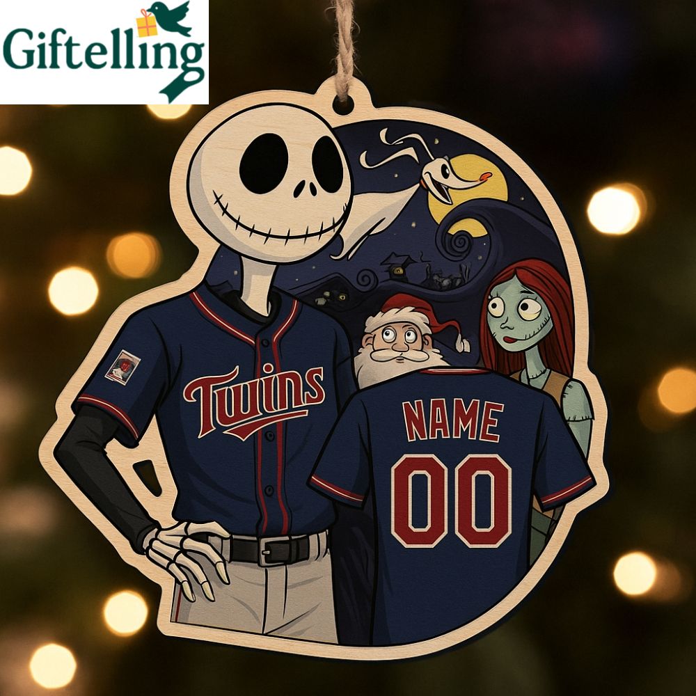 Jack Skellington Minnesota Twins Christmas Wooden Ornament 2025