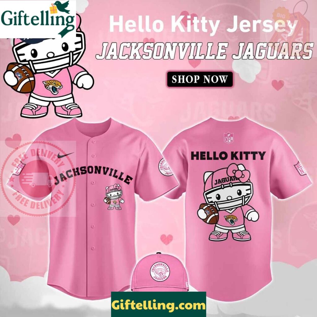 Jacksonville Jaguars Hello Kitty Pink NFL Baseball Jersey