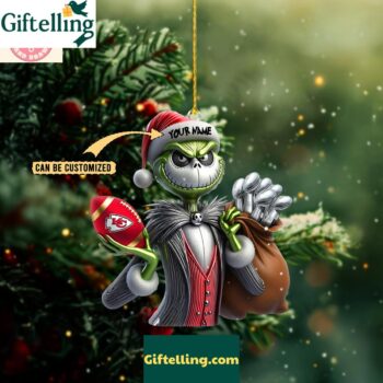 Kansas City Chiefs x Jack Skellington The Grinch Christmas Acrylic Ornament