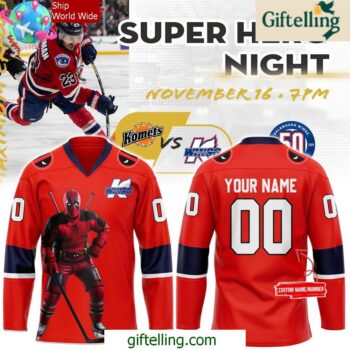 Kalamazoo Wings Deadpool Super Hero Night 2024 Hockey Jersey