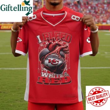 Kansas City Chiefs Football Jersey I Bleed Chiefs White Red