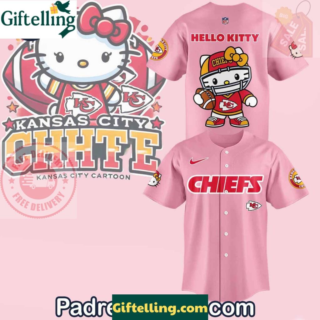 Kansas City Chiefs Hello Kitty Pink Baseball Jersey Outfit
