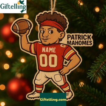 Kansas City Chiefs Patrick Mahomes 2025 Christmas Wooden Ornament