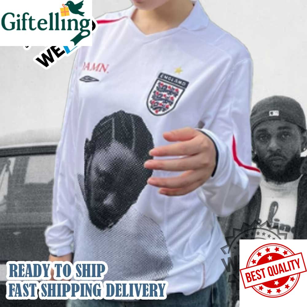 Kendrick Lamar X England Hockey Jersey Damn. Lucid Football Rap Collab Top