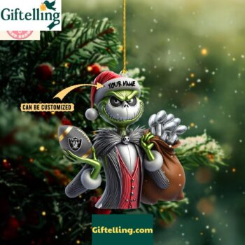 Las Vegas Raiders x Jack Skellington The Grinch Christmas Acrylic Ornament