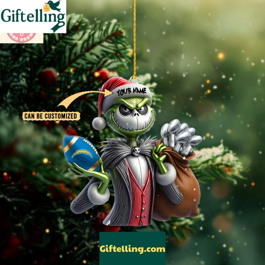 Los Angeles Chargers x Jack Skellington The Grinch Christmas Acrylic Ornament