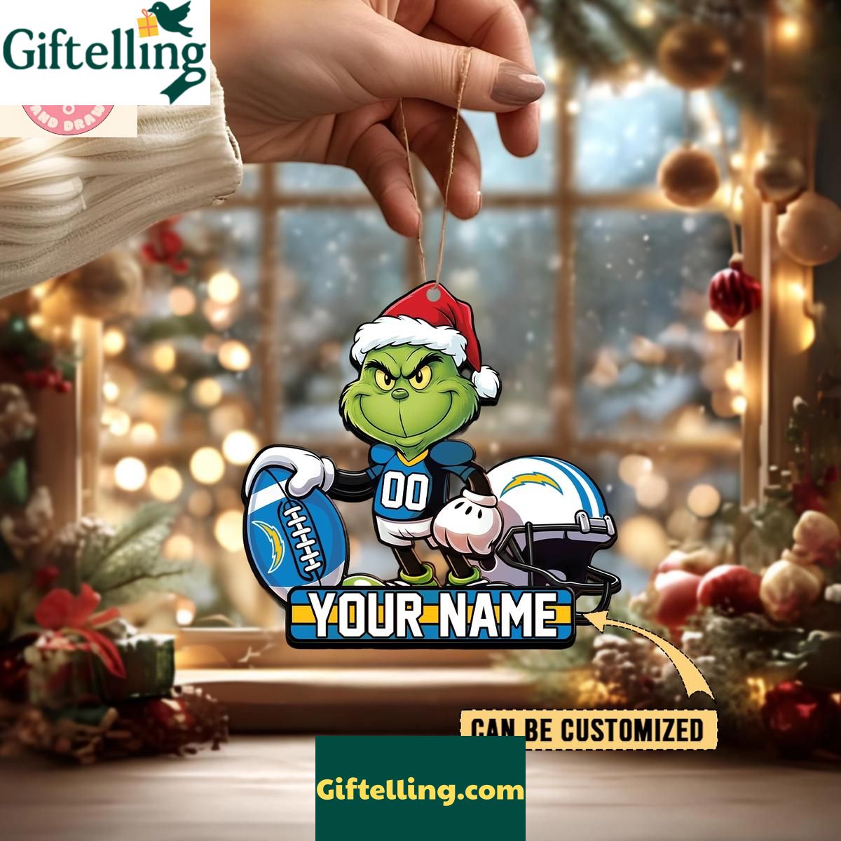 Los Angeles Chargers x The Grinch Christmas Acrylic Ornament Los Angeles Chargers x The Grinch Christmas Acrylic Ornament