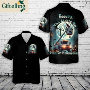 Lineman Bucket Truck Halloween Hawaiian Shirt 1