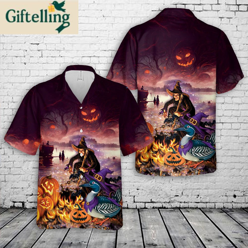 Loon Bird Halloween Hawaiian Shirt 1