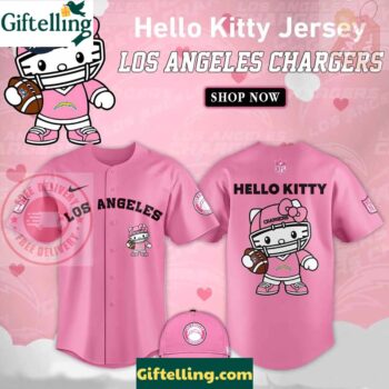 Los Angeles Chargers Hello Kitty Pink NFL Baseball Jersey