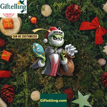 Miami Dolphins x Jack Skellington The Grinch Christmas Acrylic Ornament