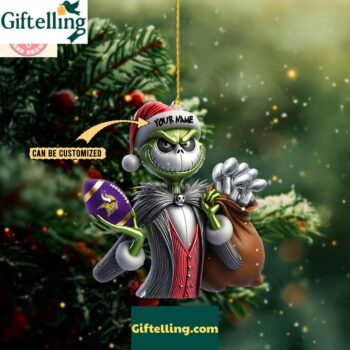Minnesota Vikings x Jack Skellington The Grinch Christmas Acrylic Ornament