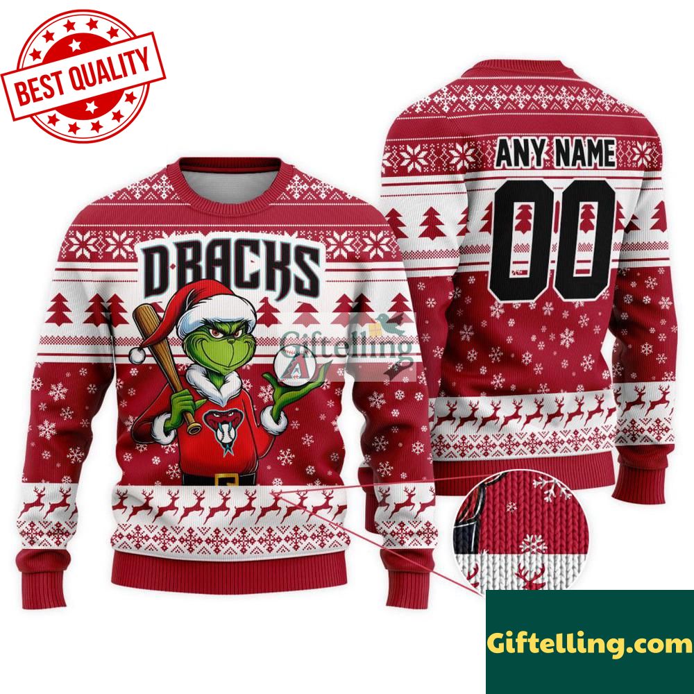 MLB Arizona Diamondbacks Grinch Christmas Ugly Sweater