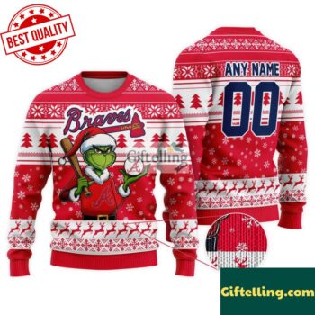 MLB Atlanta Braves Grinch Christmas Ugly Sweater