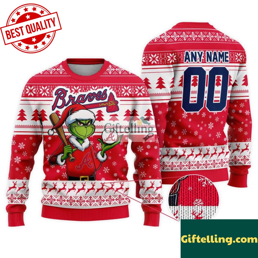 MLB Atlanta Braves Grinch Christmas Ugly Sweater