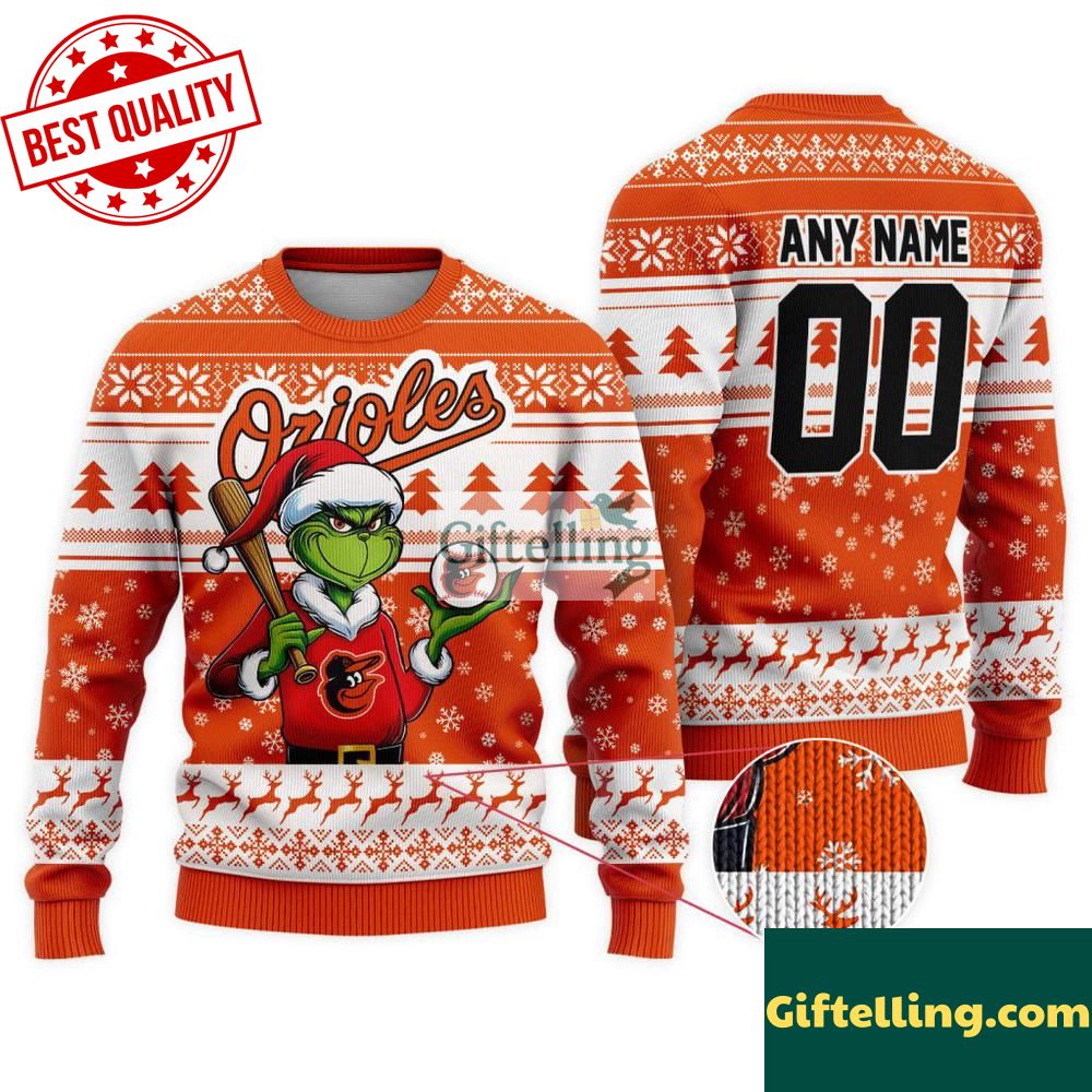 MLB Baltimore Orioles Grinch Christmas Ugly Sweater
