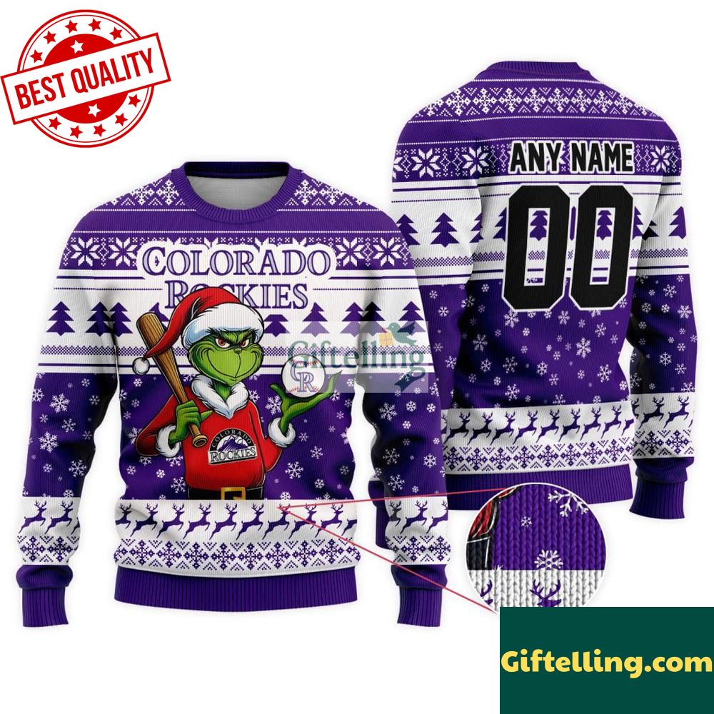 MLB Colorado Rockies Grinch Christmas Ugly Sweater