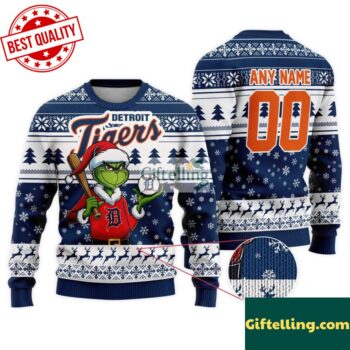 MLB Detroit Tigers Grinch Christmas Ugly Sweater