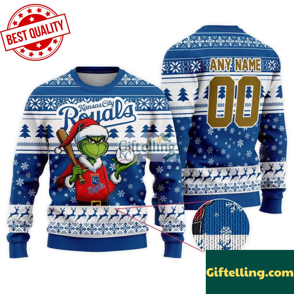 MLB Kansas City Royals Grinch Christmas Ugly Sweater