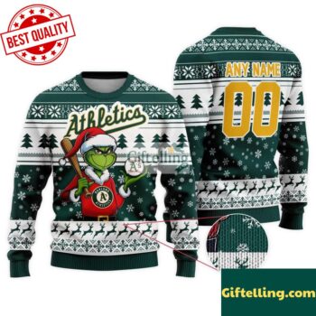 MLB Oakland Athletics Grinch Christmas Ugly Sweater