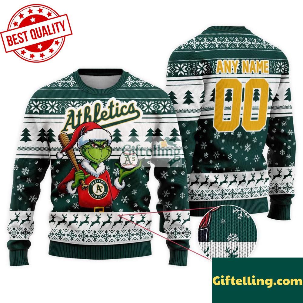 MLB Oakland Athletics Grinch Christmas Ugly Sweater