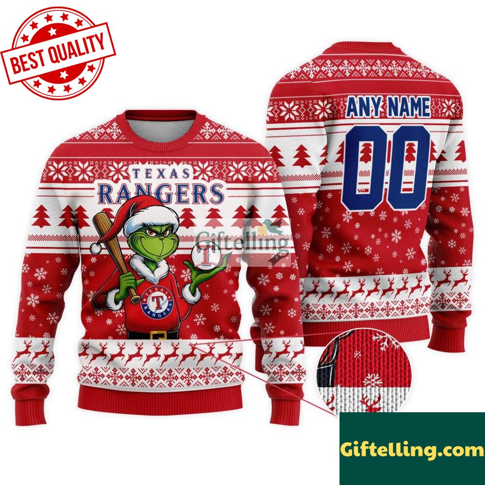MLB Texas Rangers Grinch Christmas Ugly Sweater
