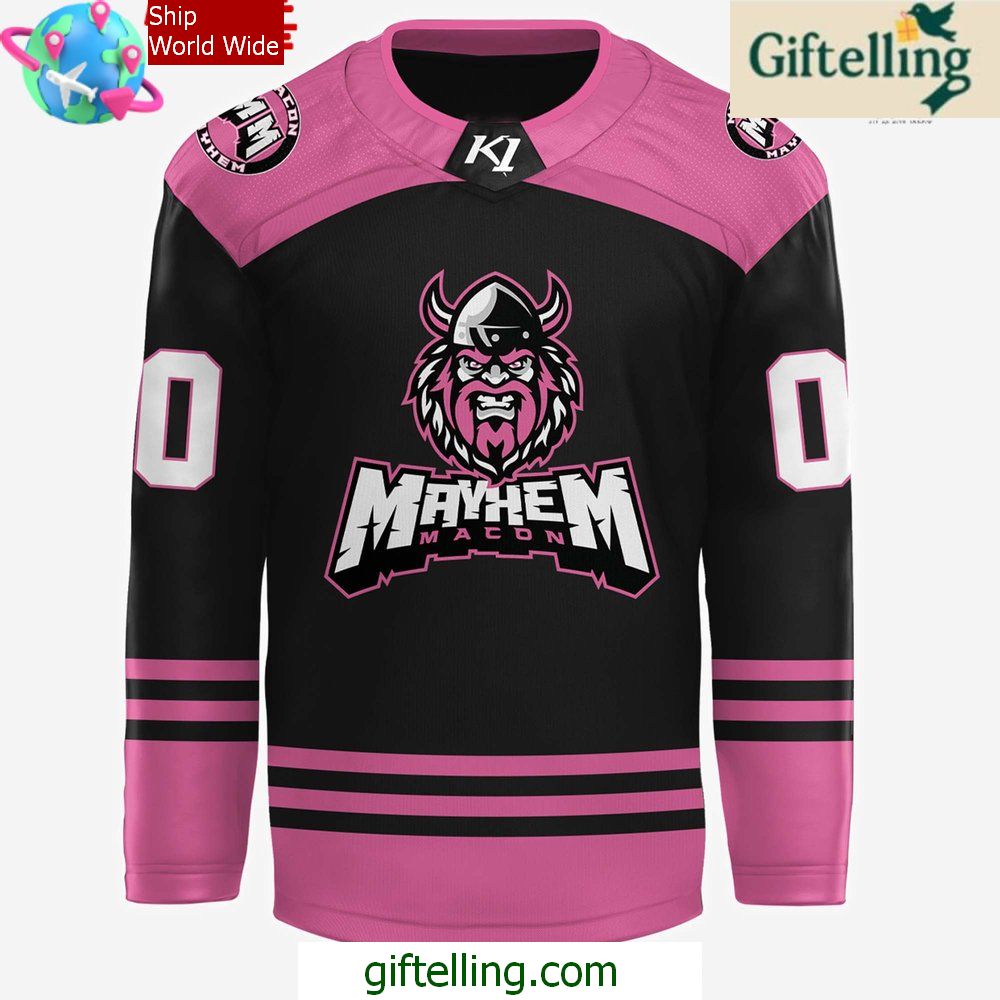 Macon Mayhem Ice Out Cancer Night 2025 Jersey Macon Mayhem Ice Out Cancer Night 2025 Jersey