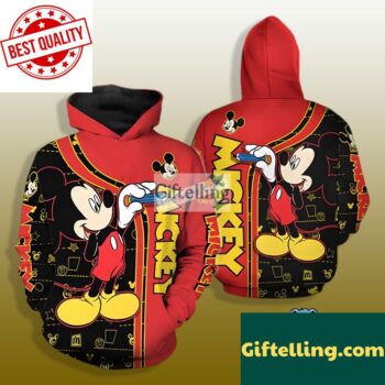 Magic Kingdom Mickey Mouse Xmas 3D Hoodie Red Mens