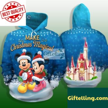 Make Christmas Magical Disneyland Mickey 3D Hoodie Blue Print