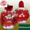 Merry Christmas Mickey Mouse Santa Claus Snowflakes 3D Hoodie Red Mens 