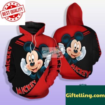 Mickey Mouse Face 3D Hoodie Pullover Red