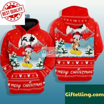 Mickey Mouse Santa Winter 3D Hoodie Red Girls