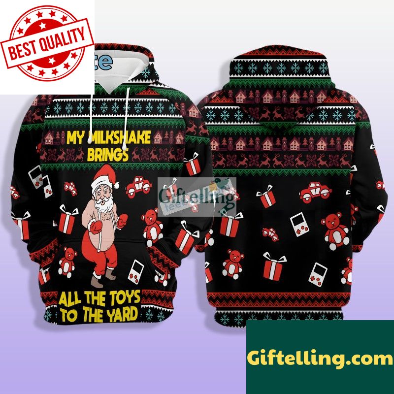 My Milkshake Bring Santa Claus Body Fat 3D Hoodie Black Cool